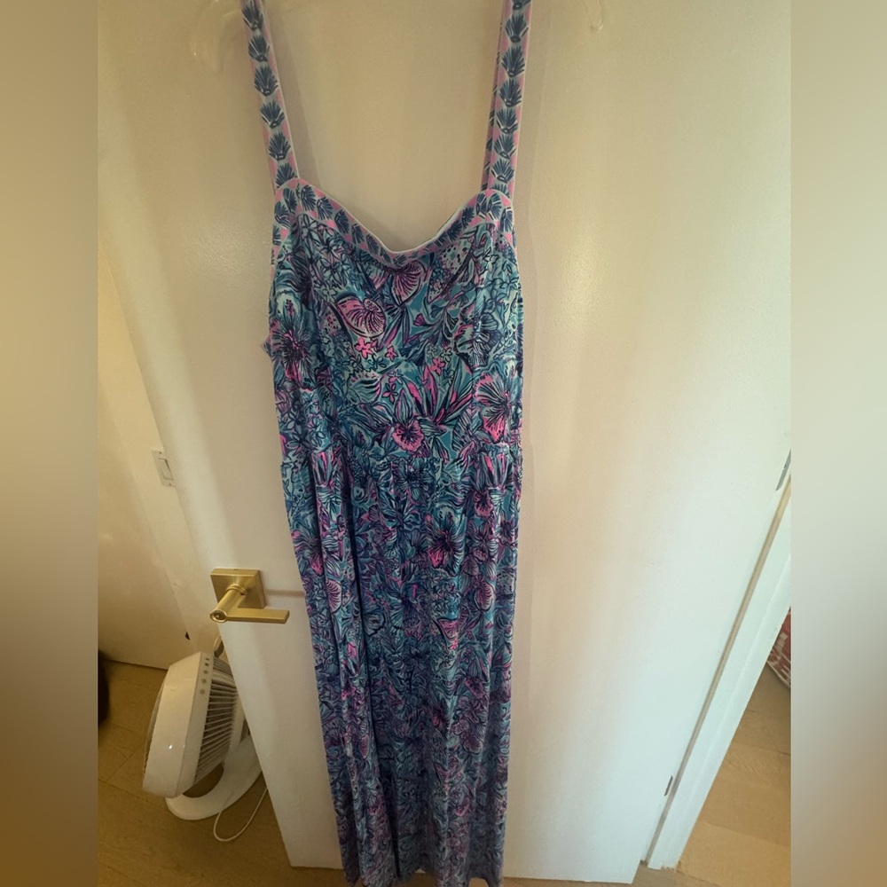 Lilly Pulitzer Blue and Pink Floral Maxi Dress